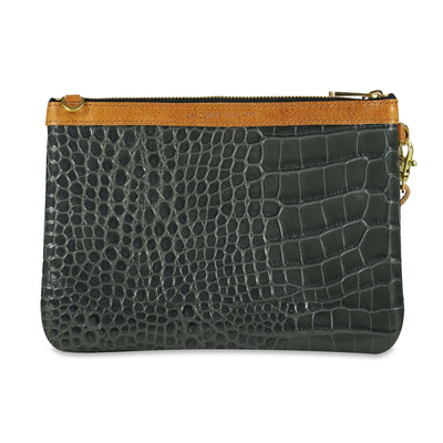 Diana 2 in 1 Clutch - Dark Grey Croc - Will Bees Bespoke