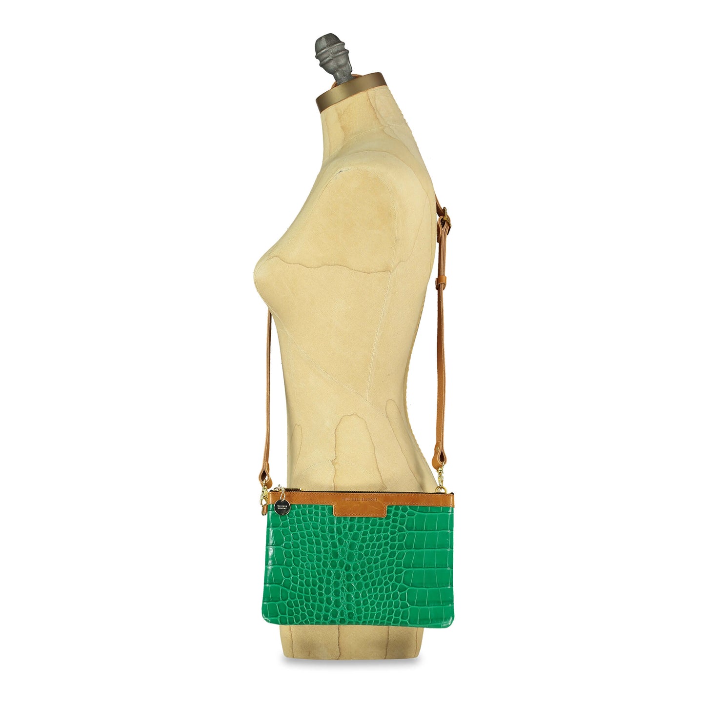 Diana 2 in 1 Clutch - Emerald Green Croc - Will Bees Bespoke