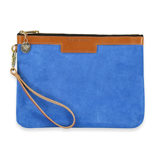 Diana 2 in 1 Clutch - Cobalt Blue Suede - Will Bees Bespoke