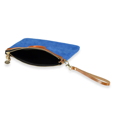 Diana 2 in 1 Clutch - Cobalt Blue Suede - Will Bees Bespoke