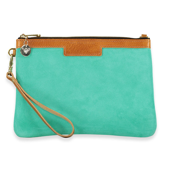 Diana 2 in 1 Clutch - Mint Suede - Will Bees Bespoke
