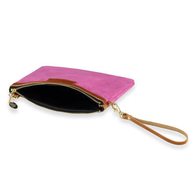 Diana 2 in 1 Clutch - Bright Pink Suede - Will Bees Bespoke