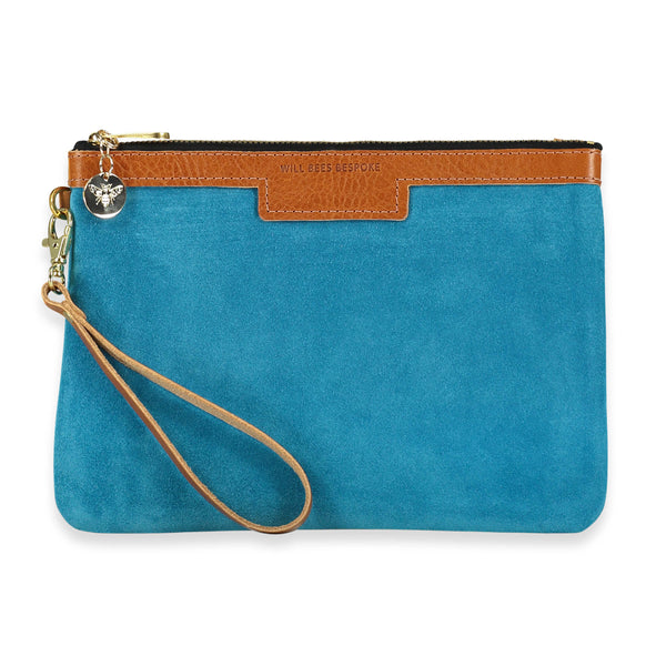 Diana 2 in 1 Clutch - Turquoise Suede - Will Bees Bespoke