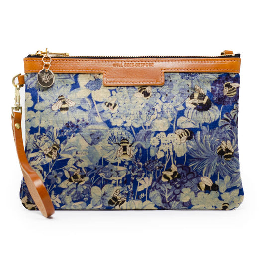 Diana 2 in 1 Clutch - Bumblebee Haven in Blue Sea - Will Bees Bespoke