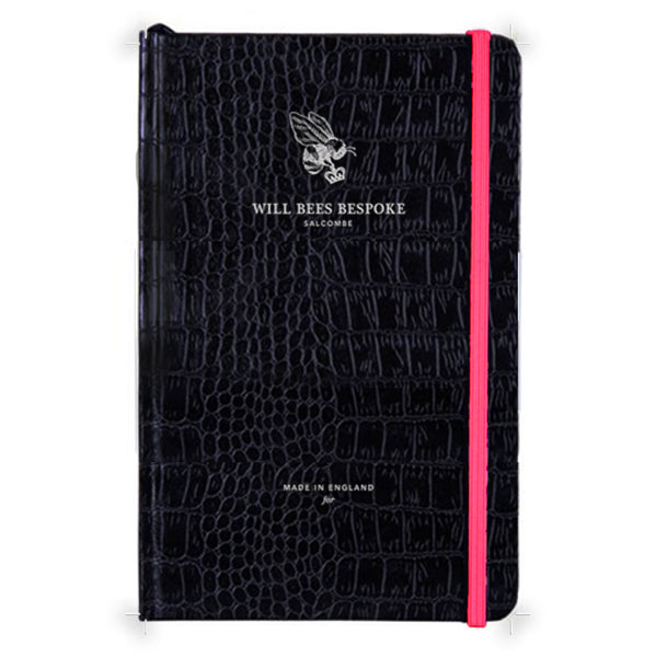 Folio Notebook - Black Croc & Neon Pink - Will Bees Bespoke