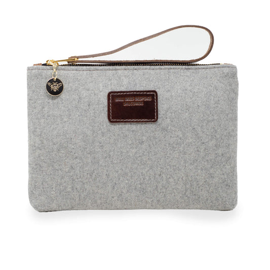 Frances Clutch - Light Grey Recycled Wool - Will Bees Bespoke