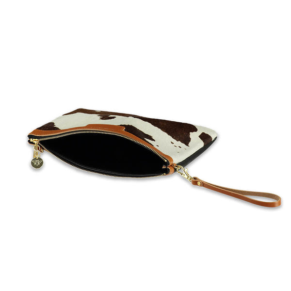 Oversized Diana 2 in 1 Clutch - Brown Cow Print - Will Bees Bespoke