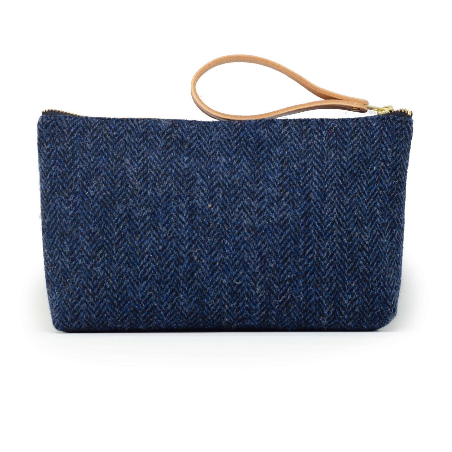Mens Wash Bag - Harris Tweed® Navy Herringbone - Will Bees Bespoke