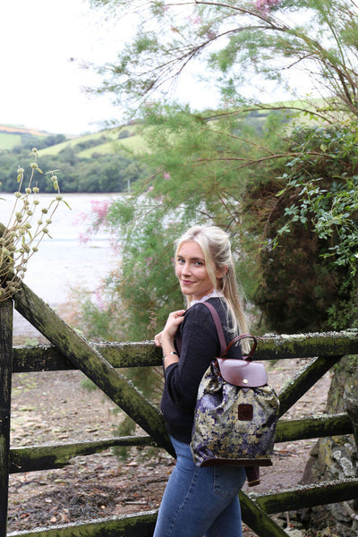 Gertie Backpack - Botanical Garden in Blue Sky - Will Bees Bespoke