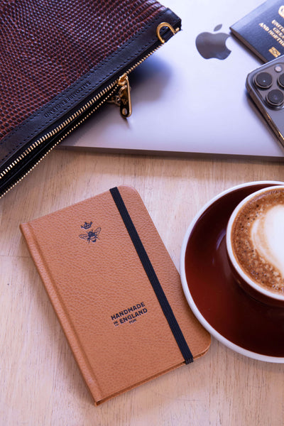Pocket Notebook - Recycled Leather in Tan - Will Bees Bespoke