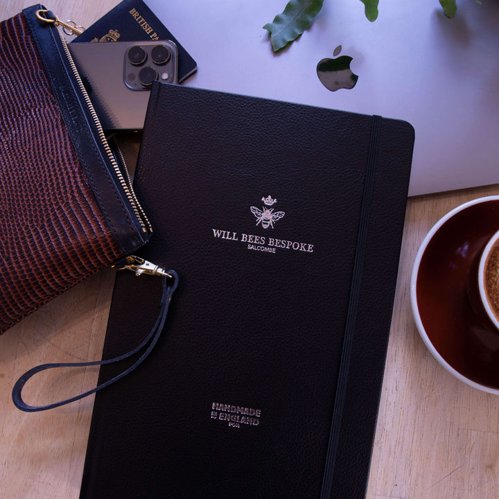 Crown Notebook - Recycled Leather in Black