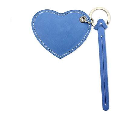 Large Leather Heart Keyring - Blue - Will Bees Bespoke