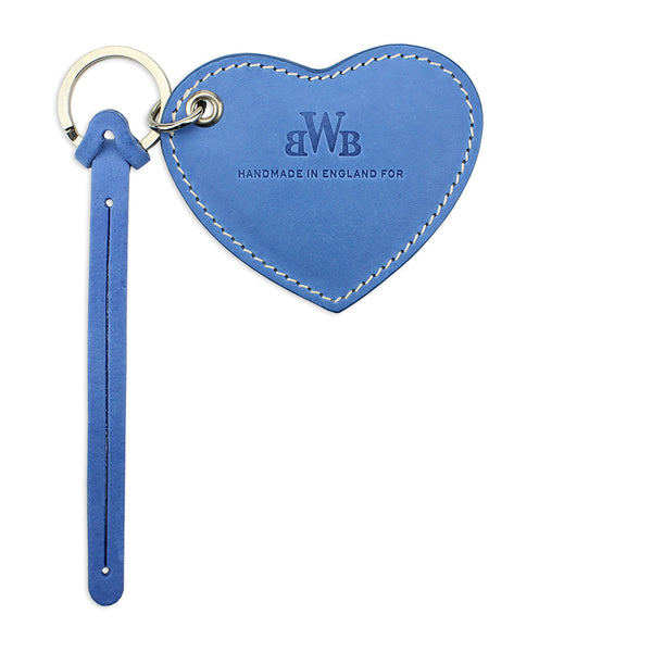 Large Leather Heart Keyring - Blue - Will Bees Bespoke