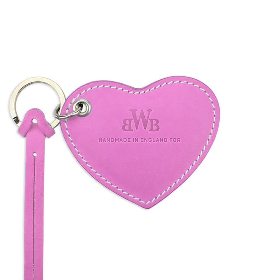 Large Leather Heart Keyring - Pink - Will Bees Bespoke