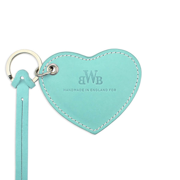 Large Leather Heart Keyring - Mint - Will Bees Bespoke