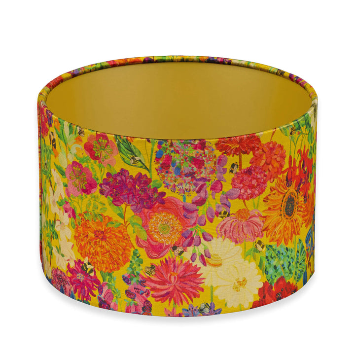 14” Drum Lampshade - Bee Story in Sunbeam