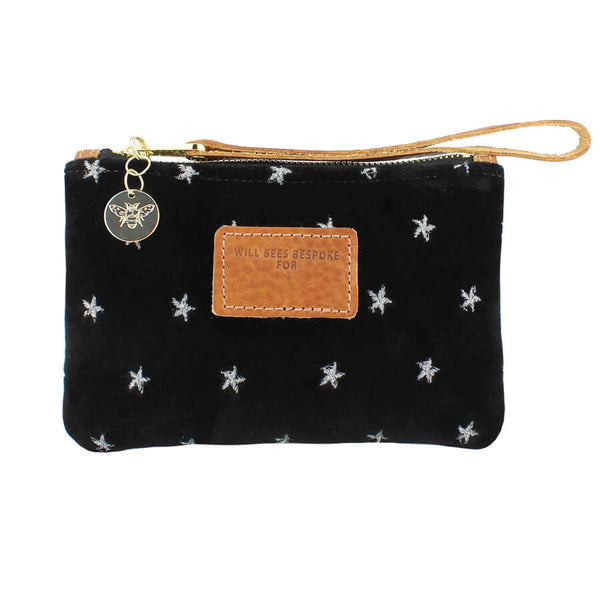 Ada Mini Clutch - Silver Stars on Black Velvet - Will Bees Bespoke
