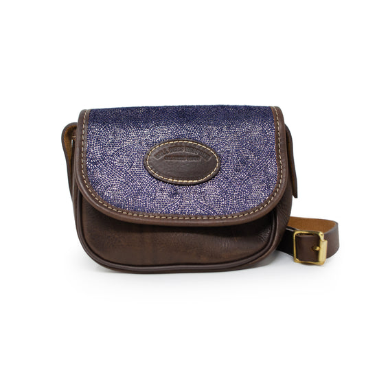 Mini Saddle Bag - Blue Paisley Sparkle - Will Bees Bespoke