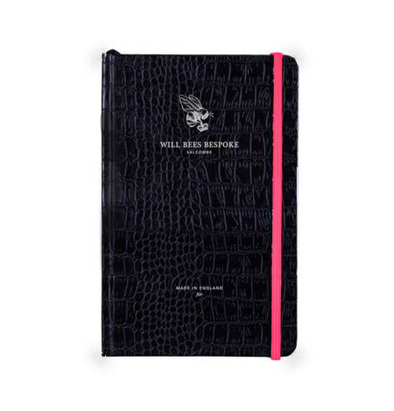 Quarto Notebook - Black Croc & Neon Pink - Will Bees Bespoke