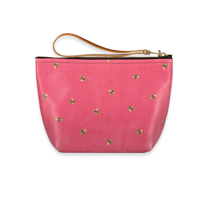 Small Oilcloth Make up Bag - Baby Bee in Pink