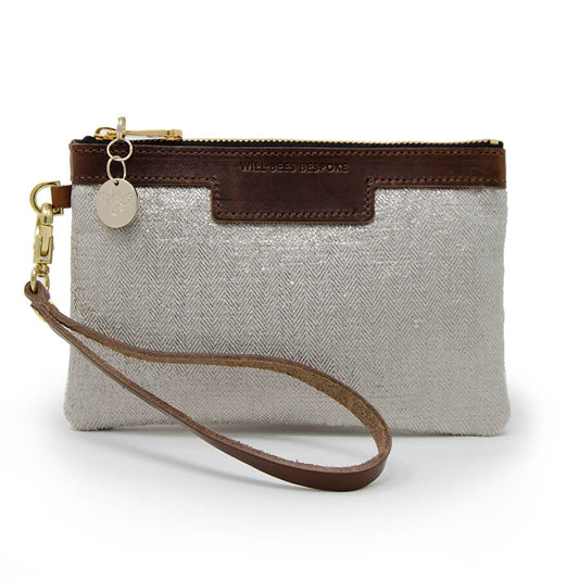 Premium Diana Mini Clutch - Silver Herringbone Sparkle - Will Bees Bespoke