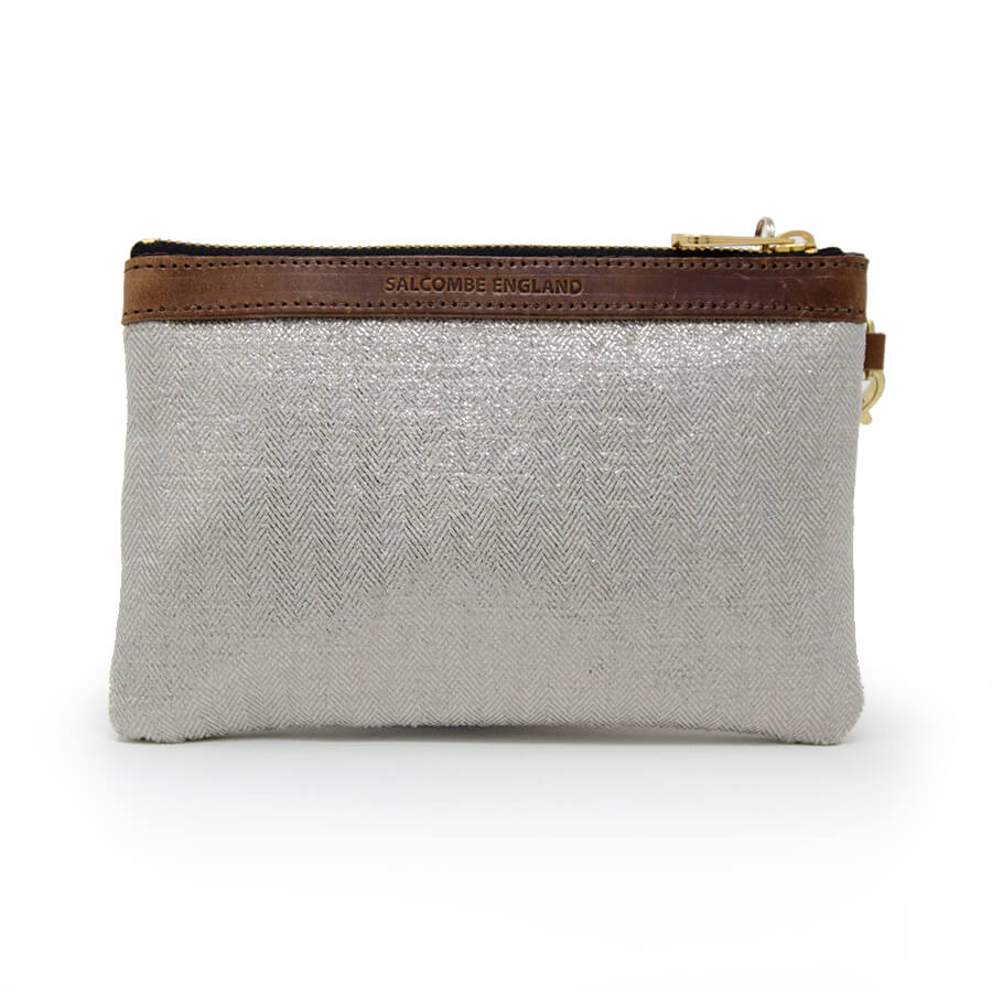 Premium Diana Mini Clutch - Silver Herringbone Sparkle - Will Bees Bespoke