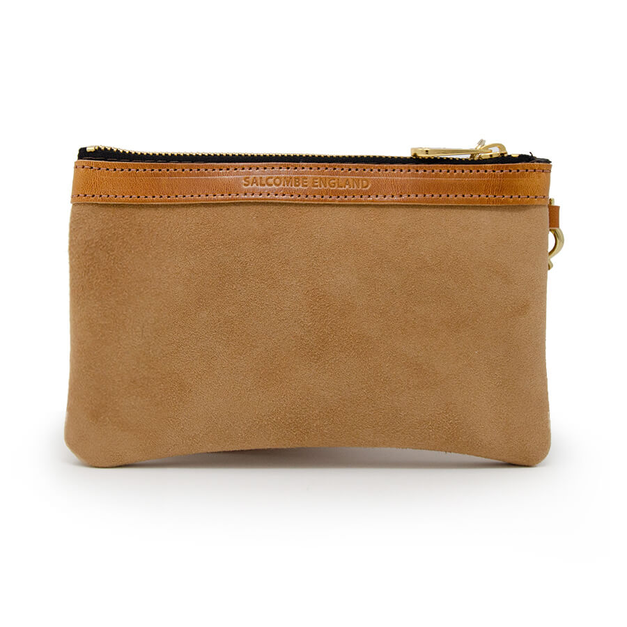 Small Clutch Bag in Camel Beige Suede with Cross Body Option ...