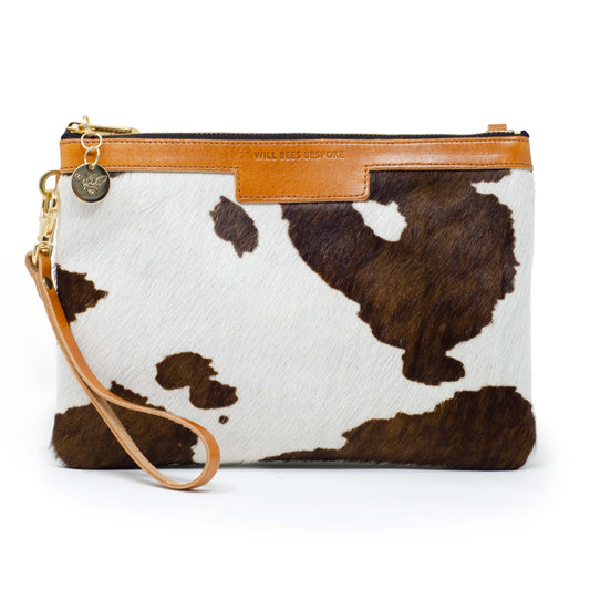 Premium Diana Clutch - Brown Cow Print - Will Bees Bespoke