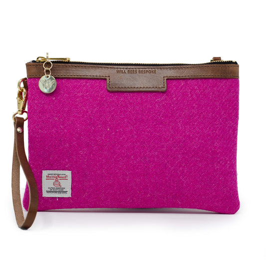 Premium Diana Clutch - Harris Tweed® Bright Pink - Will Bees Bespoke