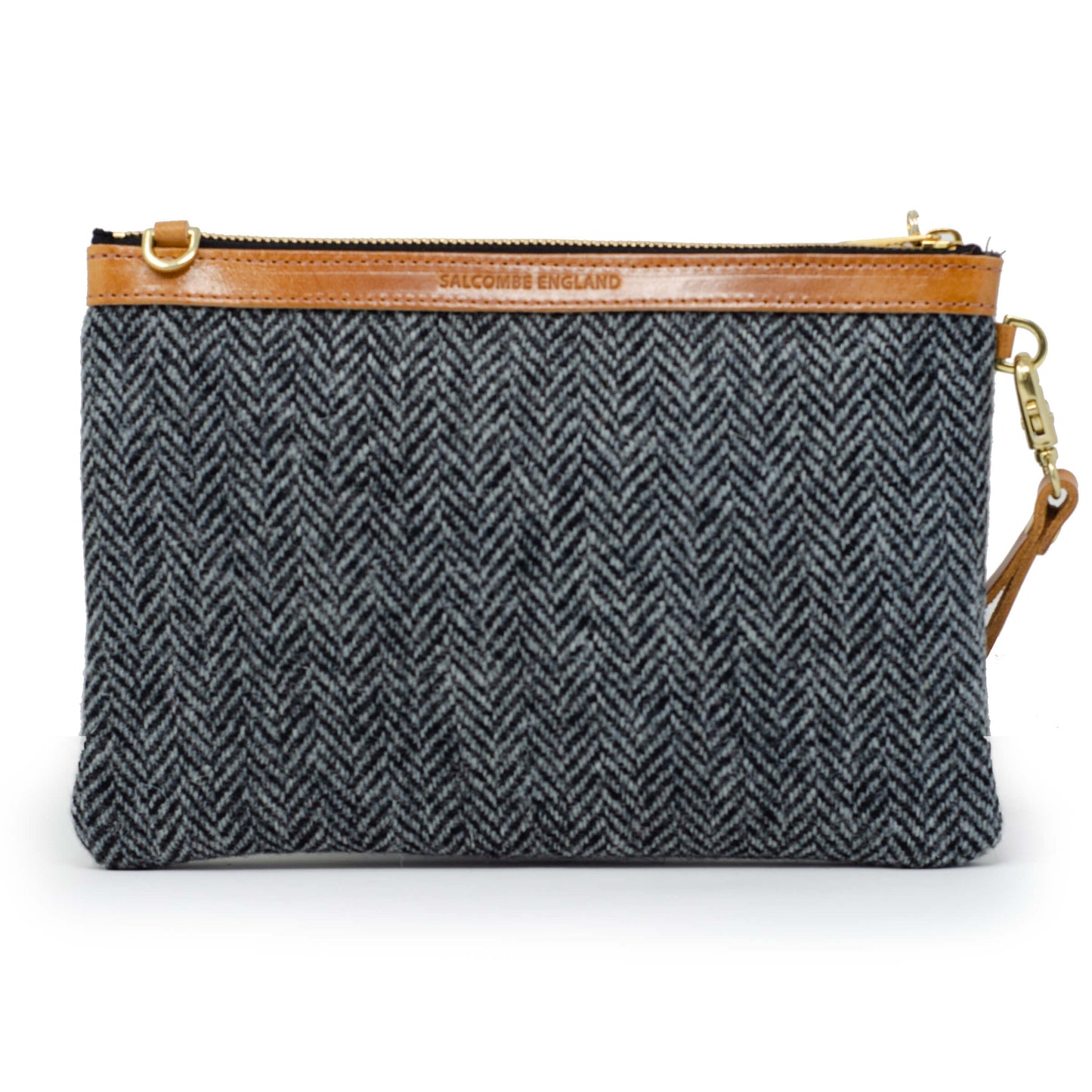 Premium Diana Clutch - Harris Tweed® Grey Herringbone - Will Bees Bespoke