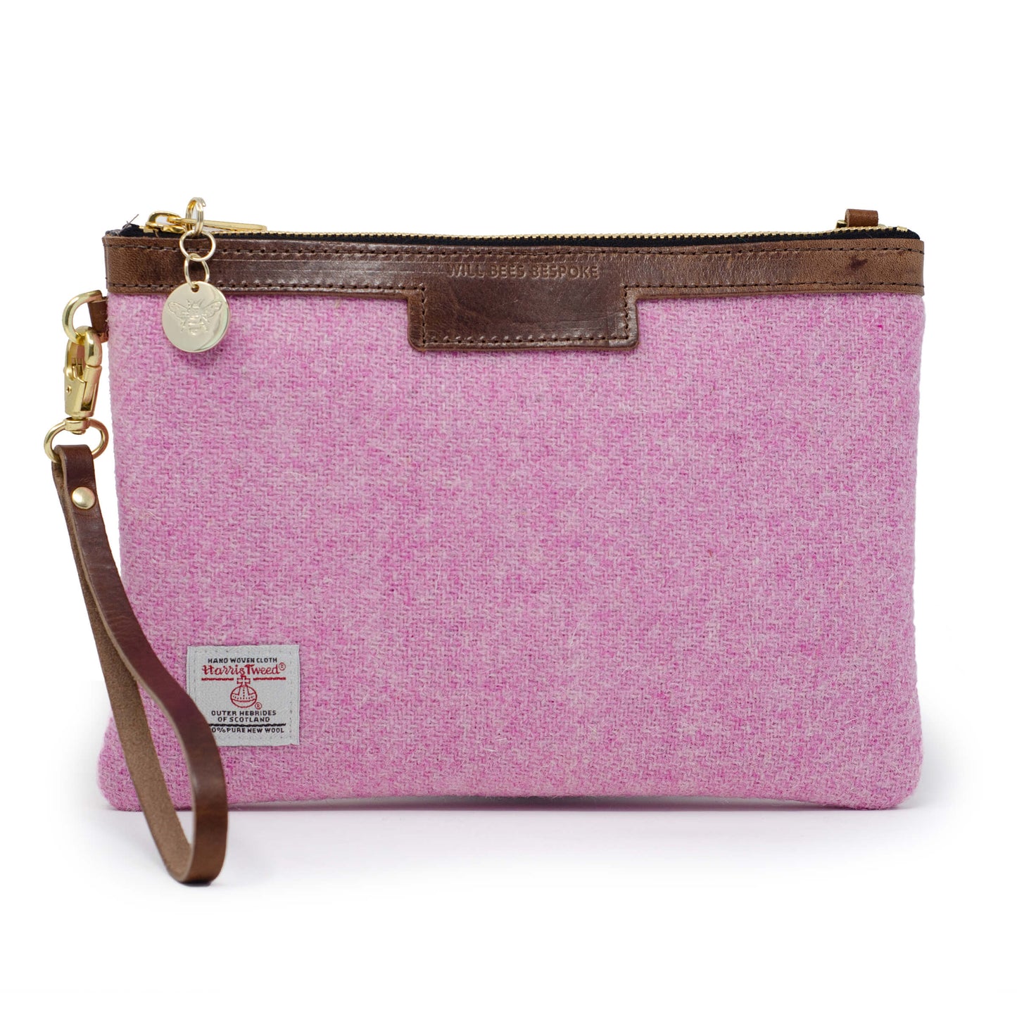 Premium Diana Clutch - Harris Tweed® Light Pink - Will Bees Bespoke