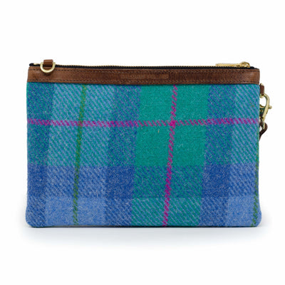 Diana 2 in 1 Clutch - Harris Tweed® Blue & Teal - Will Bees Bespoke