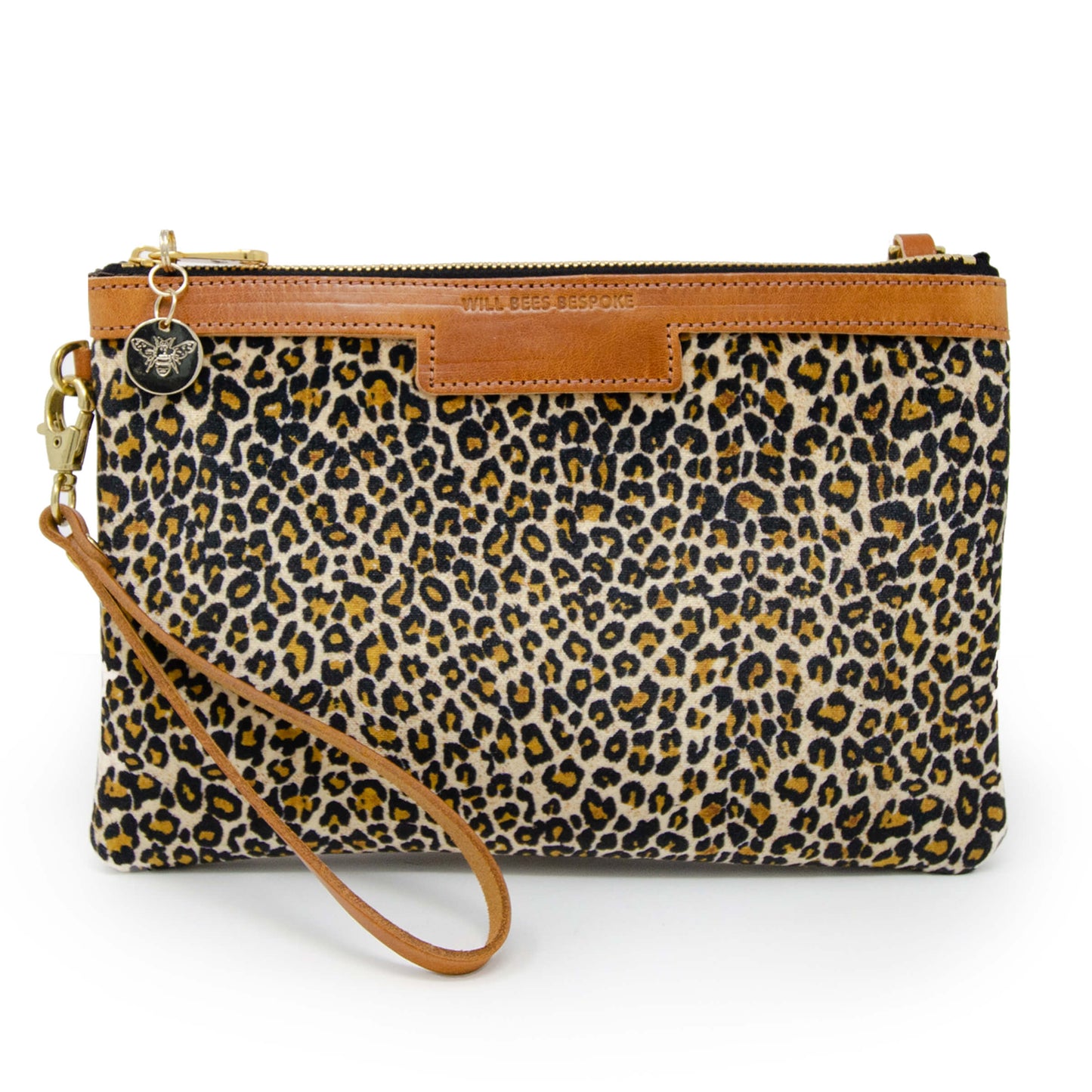 Premium Diana Clutch - Light Leopard Print Velvet - Will Bees Bespoke