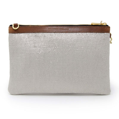 Premium Diana Clutch - Silver Herringbone Sparkle - Will Bees Bespoke