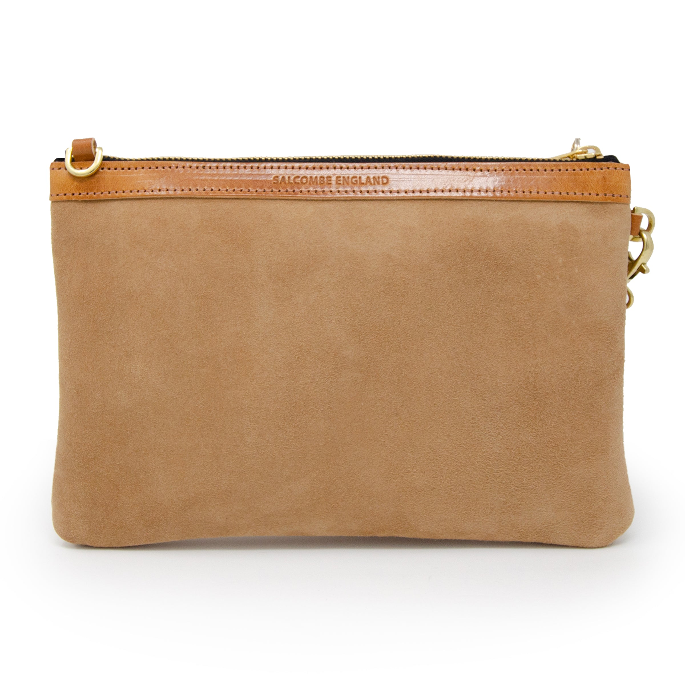 Russell & Bromley Curvy Clutch Bag in Taupe Suede - Kate Middleton Bags -  Kate's Closet