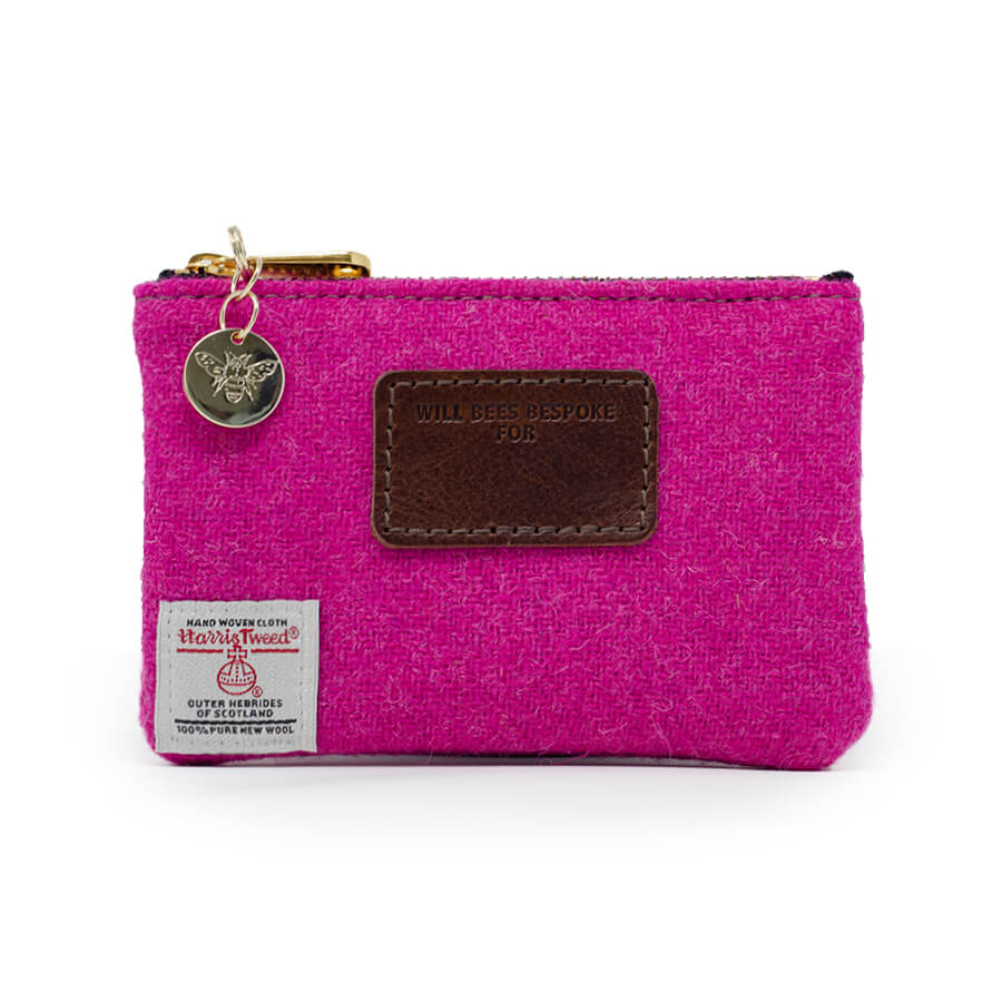 Jane Coin Purse - Harris Tweed® Bright Pink - Will Bees Bespoke