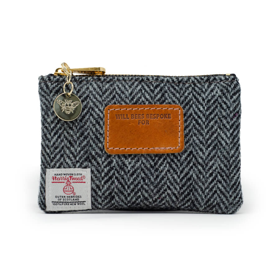 Jane Coin Purse - Harris Tweed® Grey Herringbone - Will Bees Bespoke