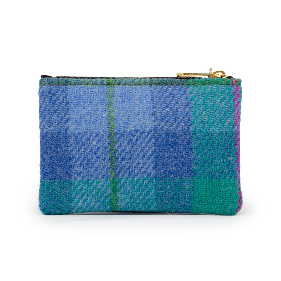 Jane Coin Purse - Harris Tweed® Blue & Teal - Will Bees Bespoke