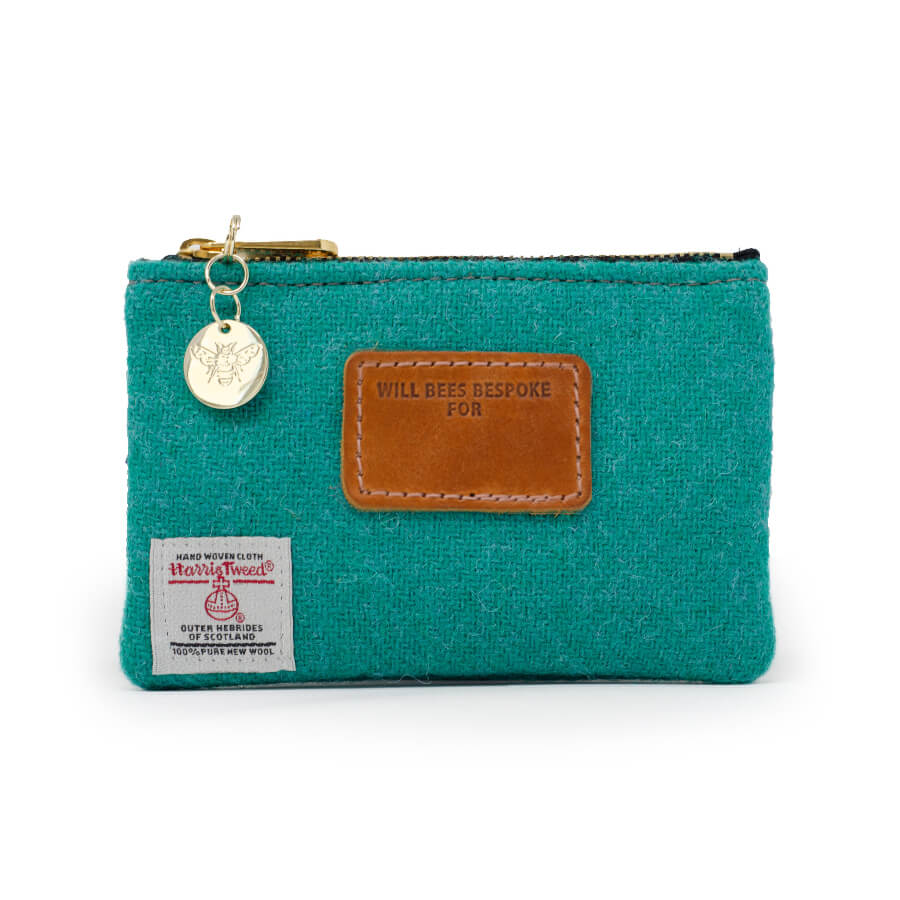 Jane Coin Purse - Harris Tweed® Teal - Will Bees Bespoke