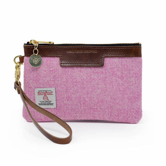 Premium Diana Mini Clutch - Harris Tweed® Light Pink - Will Bees Bespoke