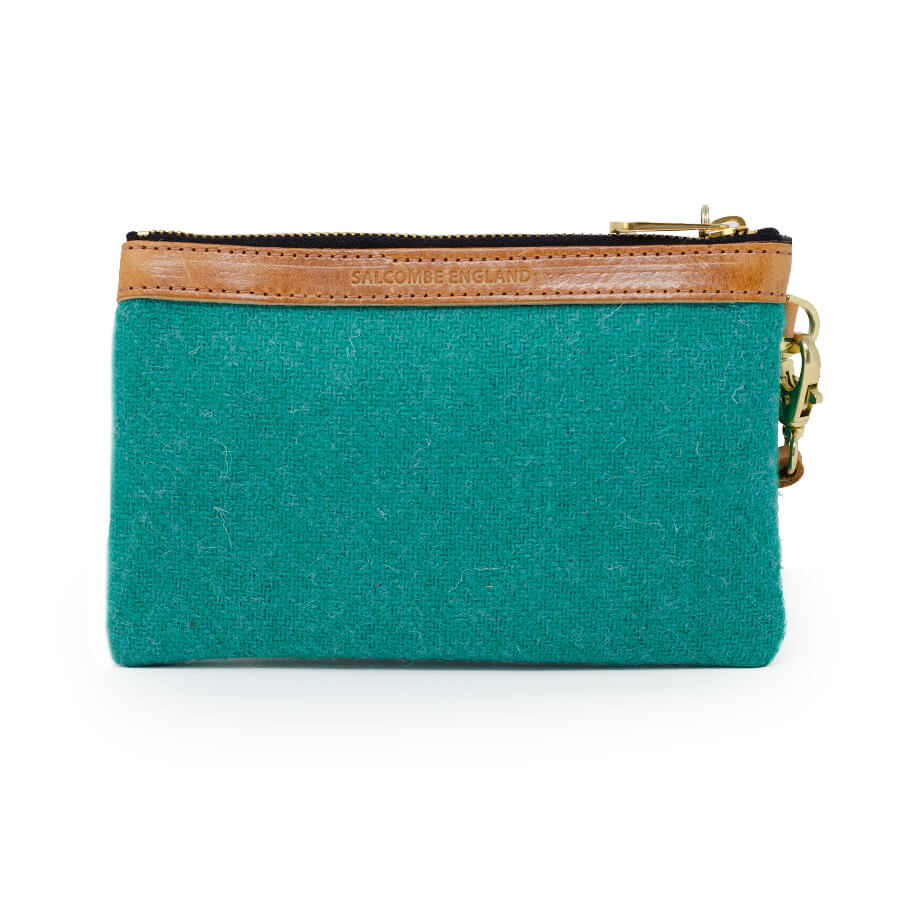 Premium Diana Mini Clutch - Harris Tweed® Teal - Will Bees Bespoke