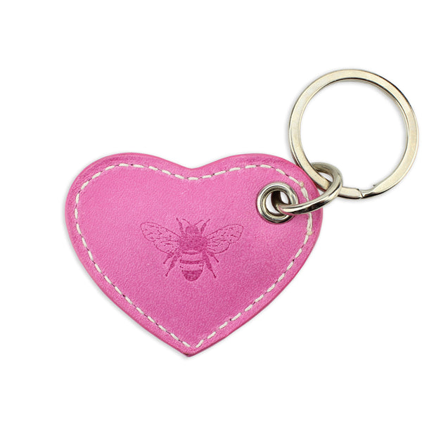 Small Leather Heart Keyring - Pink - Will Bees Bespoke