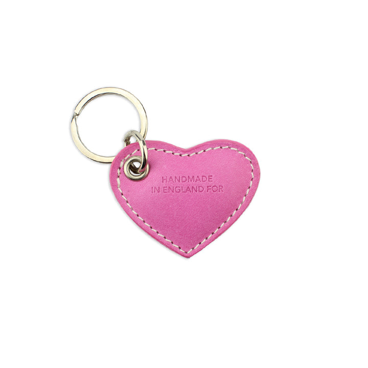Small Leather Heart Keyring - Pink