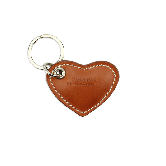 Small Leather Heart Keyring - Tan - Will Bees Bespoke