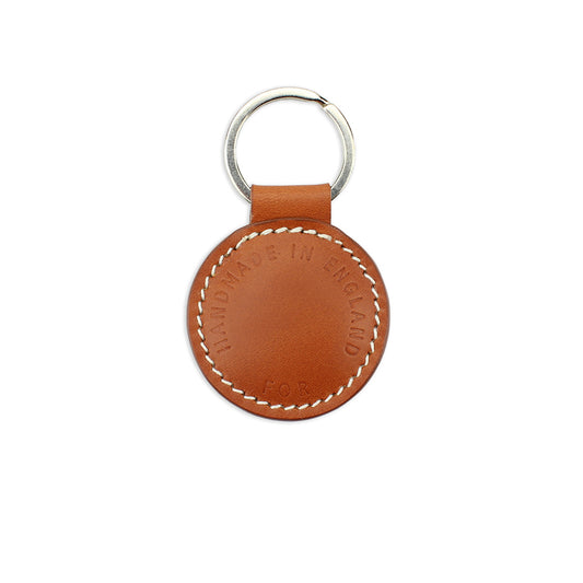 Small Leather Round Keyring - Tan - Will Bees Bespoke
