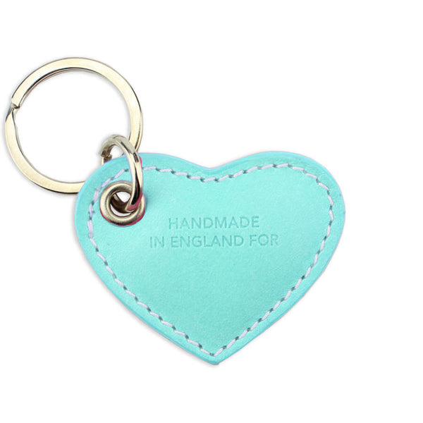 Small Leather Heart Keyring - Mint - Will Bees Bespoke