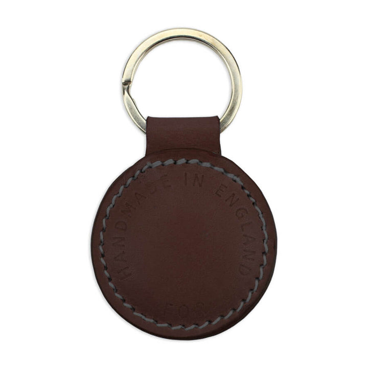 Small Leather Round Keyring - Brown