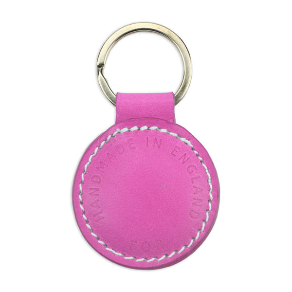 Small Leather Round Keyring - Pink - Will Bees Bespoke