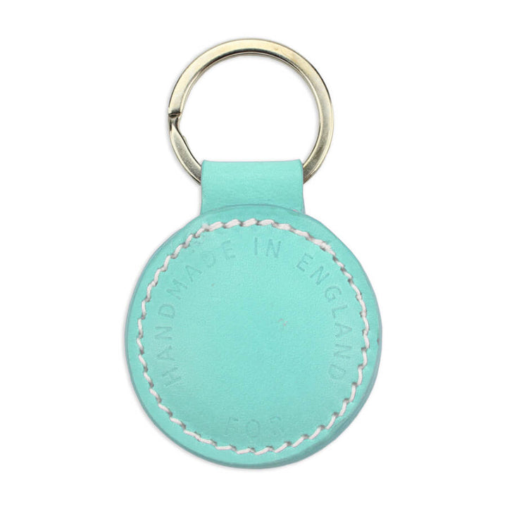 Small Leather Round Keyring - Mint