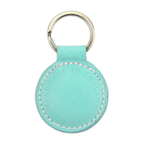 Small Leather Round Keyring - Mint - Will Bees Bespoke